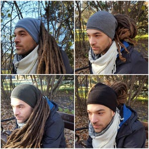 Gestricktes Stirnband für Männer Kopftuch Kopftuch charocal anthrazit Stirnband Dreadlock Tube Dreadlock Accessoires Männer dunkelgraue Kopfbedeckung Bild 2