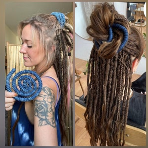 BLAU SPIRALOCKS Dread Ties Dread Ties Dreadlocks Accessoires Unikatinas Unikatina Feinste Art Dreadlocks zu binden Bild 5