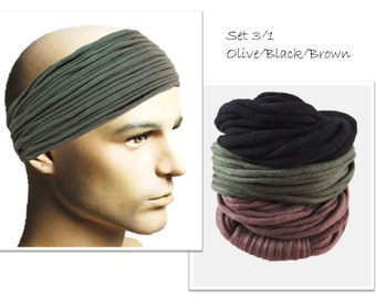 Mens Headband Mens Hair Accessory Men Headwear Dreadlock Accessories Men Head Scarf Hair Accessories Olive Black Brown Headband für Männer
