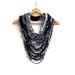 Black&White Gray Textille Scarf Necklace Fiber Necklace Tribal Festival Costume Jewelry Infinity Scarves Coacella Burning Man Infinity Cowl 