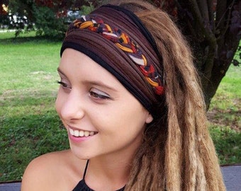 Herbst Stirnband Erde Stirnband Kopftuch Yoga Turban Geflochtenes Haarband Extrabreites Stirnband Dreadband Gypsy Boho Turban Stirnband
