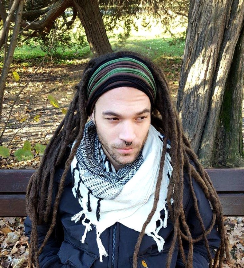 Bandeau dreadlocks pour homme Bandeau pour cheveux dreadlocks Tube multibrin Bandeau pour hommes Accessoires dreadlocks Bandeau large pour tête Dread Wrap Burning Man image 4