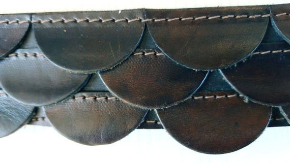 Vintage Tan Leather Belt Dark Walnut Brown Leathe… - image 5