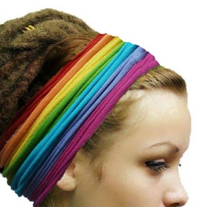 Rainbow Headband Rainbow Hairband Wide Headband Head Scarf Colorful Headband Head Wrap Sweatband Festival Headband Funky Headband