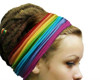 Regenbogen Stirnband Regenbogen Haarband Breites Stirnband Kopftuch Buntes Stirnband Head Wrap Schweißband Festival Stirnband Funky Stirnband