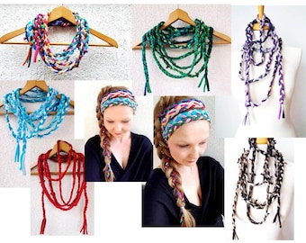 Dreadlocks Stirnband Kopftuch Boho Chic Head Wrap Gypsy Hippie Stirnband Multicolour Geflochtene Stoff Halskette Multistrang Geflochtenes Stirnband