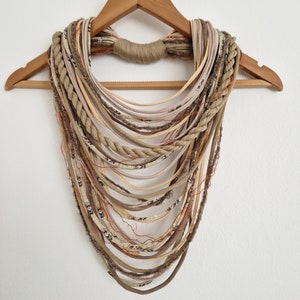 Sandy Earth Textille Scarf Necklace Fiber Necklace Tribal Festival Costume Jewelry Infinity Scarves Coacella Burning Man Infinity Cowl image 8