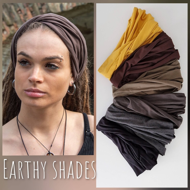 BREITES Baumwoll-Stirnband, Scrunch-Stirnband, extra breites Stirnband, Dreadband, Turban, Boho-Kopfwickel, Dreadlock-Zubehör, Unikatina, NEU eingetroffen Bild 1