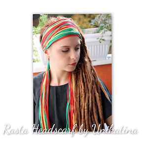 Rasta Headscarf Reggae Headband Hippie Headband Rasta Headwear Rastafarian Dread Accessories Jamaica  Hairband Burning man Festival Headwear
