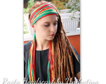 Rasta Headscarf Reggae Headband Hippie Headband Rasta Headwear Rastafarian Dread Accessories Jamaica  Hairband Burning man Festival Headwear