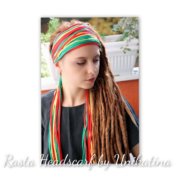 Rasta Headscarf Reggae Headband Hippie Headband Rasta Headwear Rastafarian Dread Accessories Jamaica  Hairband Burning man Festival Headwear