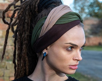 Earth Headband Black Brown Head Scarf Head Wraps Bohemian 