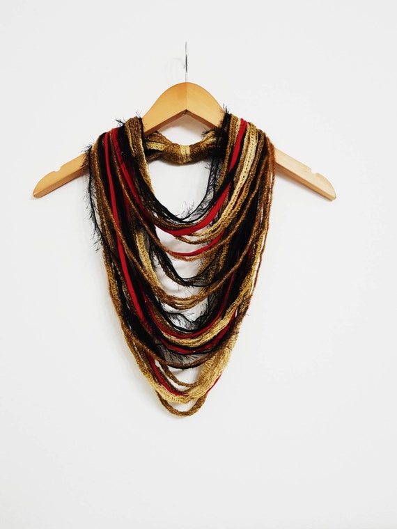 Sparkly Infinity Scarf Gift for mum Gold Red Black Scarf Necklace Unique Chrismas gifts Christmas gift scarf Christmas inspired Scarf