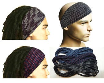 Dreadlocks Headband for Men Dreadlock Hair Wrap Tube Mens Headband Dreadlock Accessory Wide Head Wrap Men Headband with stripes  Head scarf