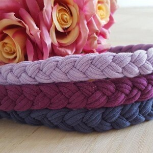Magenta Lavender Blue Headband Summer Bech Hair Accessory Sweatband Yoga Headband Hair Band Boho Hippie Coachella Braided Headband image 1