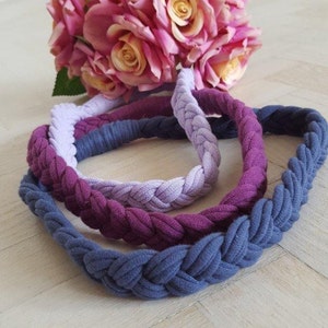 Magenta Lavender Blue Headband Summer Bech Hair Accessory Sweatband Yoga Headband Hair Band Boho Hippie Coachella Braided Headband image 6