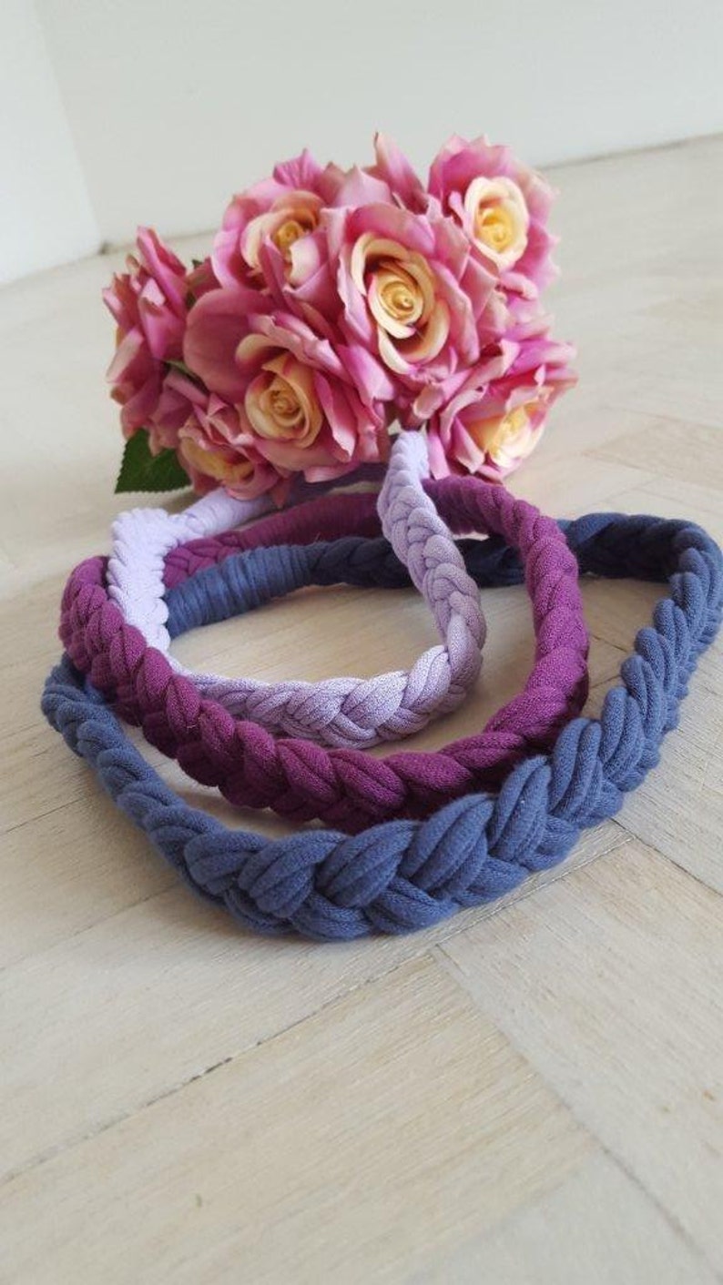 Magenta Lavender Blue Headband Summer Bech Hair Accessory Sweatband Yoga Headband Hair Band Boho Hippie Coachella Braided Headband image 6