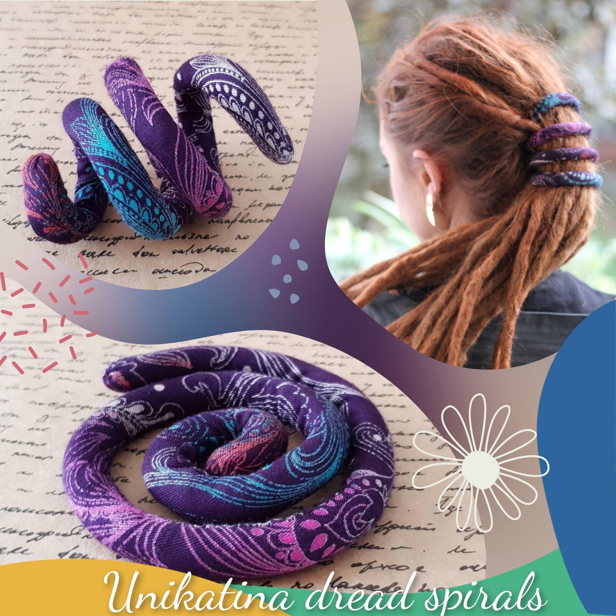 4 PCS Spiral Lock Hair Tie with 4 Bags Colorful Dreadlock Hair Ties Long  Bendable Dread Bands Bohemian Ponytail Holders Loc Hair Accessories for  Women Men Thick Curly Hair