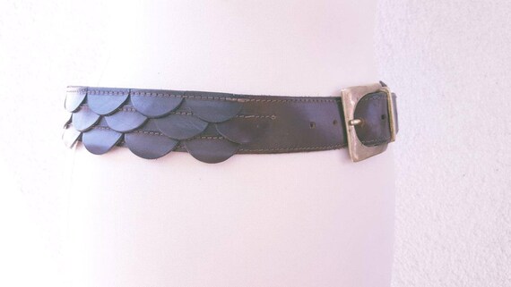 Vintage Tan Leather Belt Dark Walnut Brown Leathe… - image 9