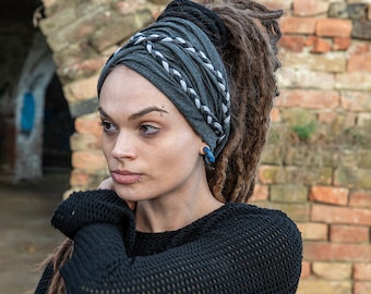 Anthrazit Grau Breites Stirnband Scrunch Stirnband Extra Breites Stirnband Dreadband Turban Boho Head Wrap Festival Outfit Alle Frisuren Kopfbedeckung