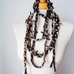 Brown Braided Head Wrap Headband Dreadlock Headband Braided Scarf Necklace Textille Necklace Infinity Scarf Necklace Multistrands Belt