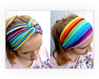 Details about / Rainbow Headband Vibrant Hairband Head Scarf Head Wrap Knot Twist Headband LGBT