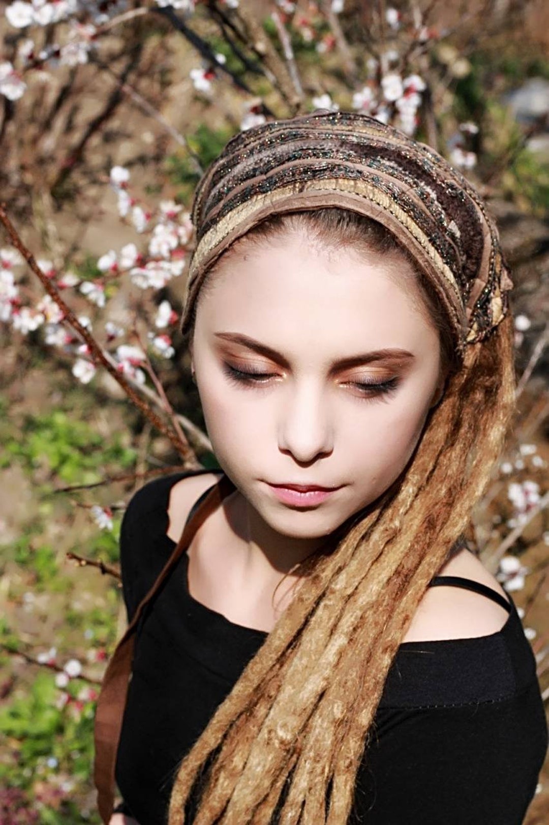 Earth Headband Gold Brown Head Scarf Head Wraps Bohemian Hippie — free download