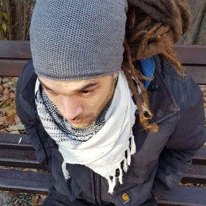 Gestricktes Stirnband für Männer Kopftuch Kopftuch charocal anthrazit Stirnband Dreadlock Tube Dreadlock Accessoires Männer dunkelgraue Kopfbedeckung Bild 5