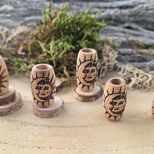 MOON SUN dread beads Loc jewelry Engraved beads Large drealock beads Dreadlock jewelry Dread accessories Loc products Dreadlock decoration
