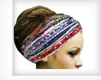 Dreadlock Headband Multicoloured Head Scarf New Fashion Headbands Patchwork  Boho Chic Head Wrap Yoga Boho Hippie Flower headband Sweatband