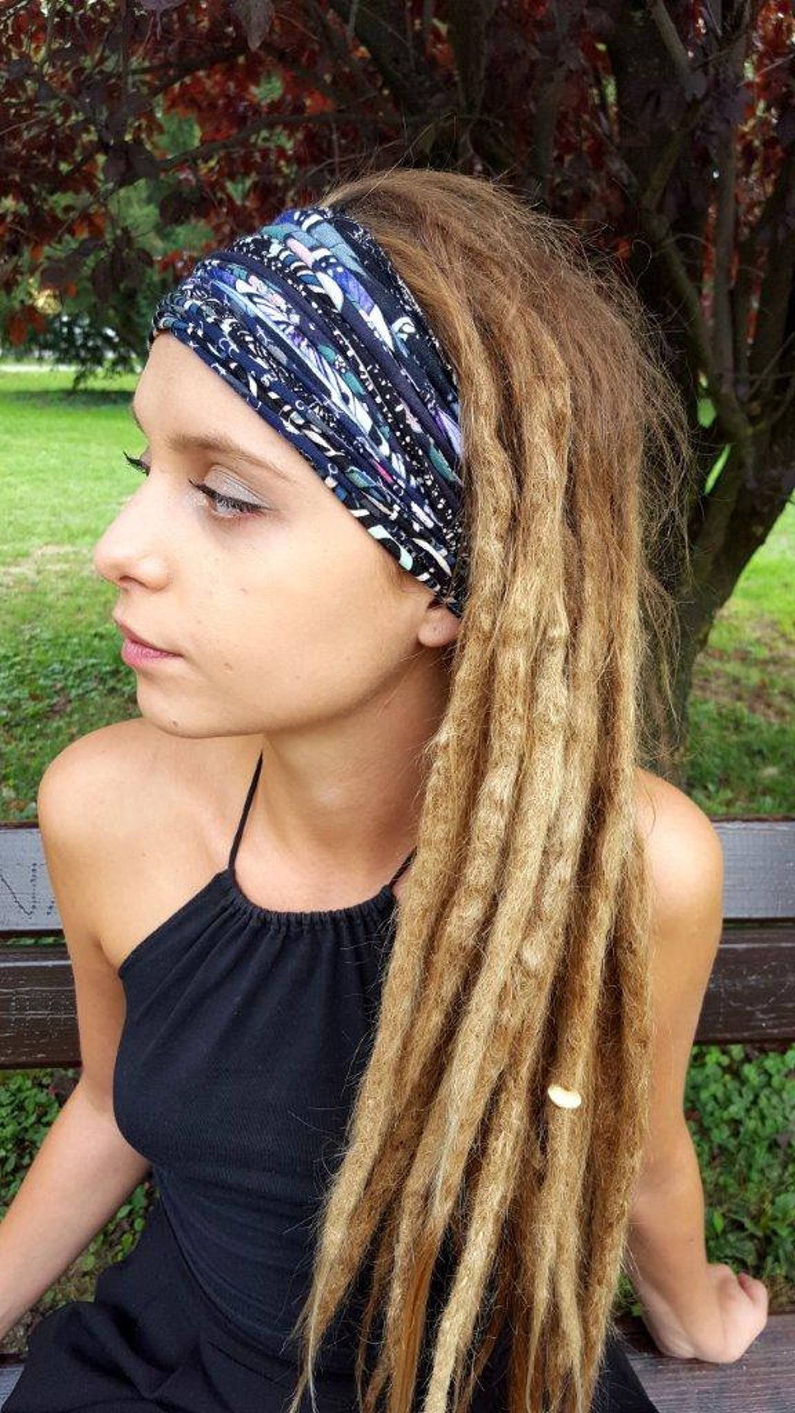 Dark Color Patterned Headband Dreadlock Accessories Head Scarf Etsy
