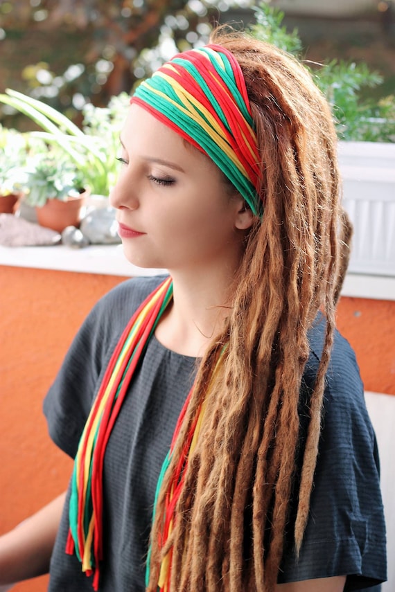 dreadlocks Rasta Headband Handmade Cotton Knit Hippie Headband