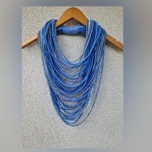 Light or Dark Blue Yarn Scarf Infinity Scarf Denim Summer Scarf Rope Necklace Boho Festival Scarves Denim Blue Party Scarf Blue