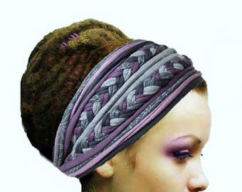 Purple Gray Headband Hair Band Braided Headband Spring Headband Yoga Summer Head Scarf Hippie Dreadlock Accessories Protective Hairstyples