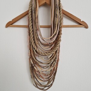 Sandy Earth Textille Scarf Necklace Fiber Necklace Tribal Festival Costume Jewelry Infinity Scarves Coacella Burning Man Infinity Cowl image 5
