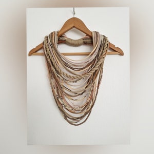 Sandy Earth Textille Scarf Necklace Fiber Necklace Tribal Festival Costume Jewelry Infinity Scarves Coacella Burning Man Infinity Cowl image 1