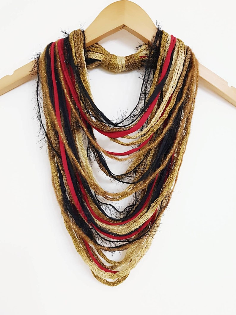 Sparkly Infinity Scarf Gift for mum Gold Red Black Scarf Necklace Unique Chrismas gifts Christmas gift scarf Christmas inspired Scarf