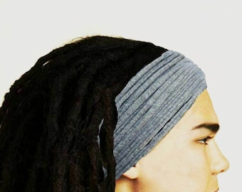 Mens Headband Dreadband Mens Hair Accessory Dreadlock Wrap Dreadlocks Headband for Men Dreadlock Wide Hair Wrap Tube  Marl Gray Headband