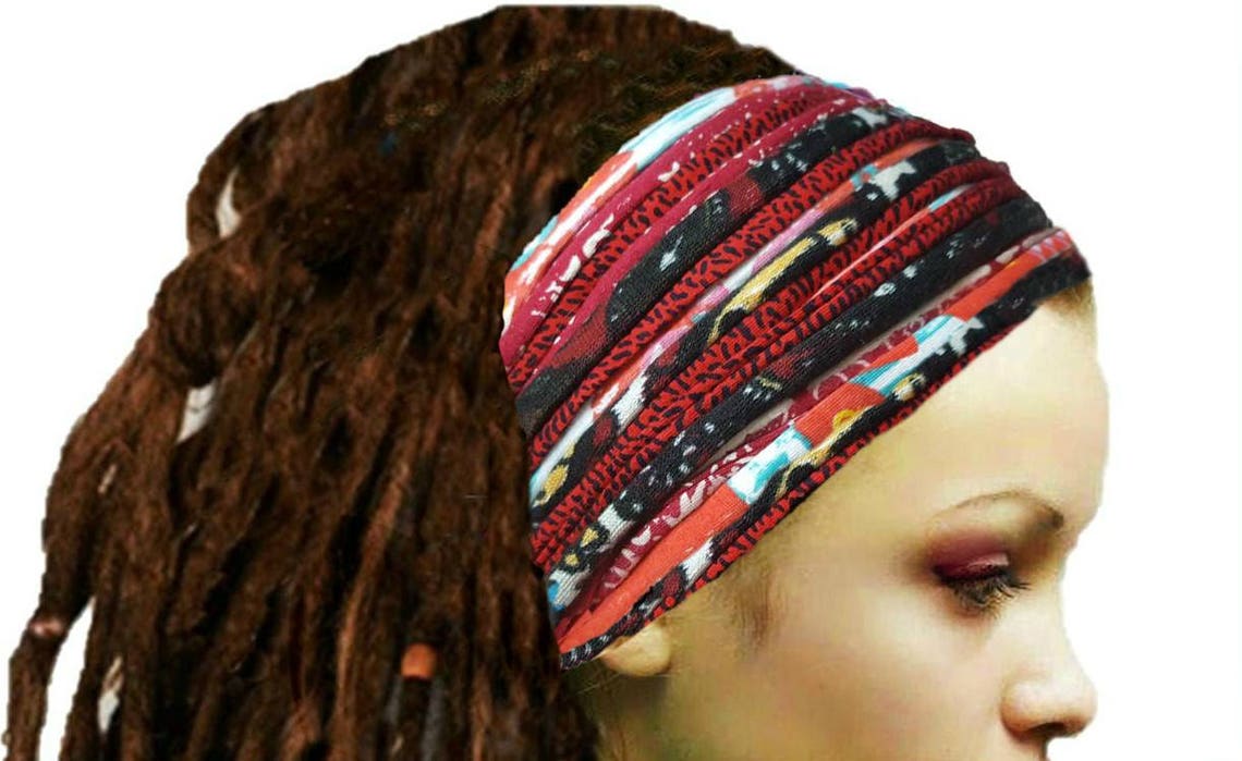 Dreadlock Accessories Headband Head Scarf Red Headbands Boho Etsy