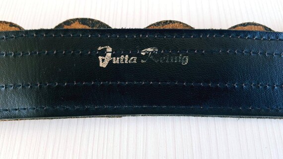 Vintage Tan Leather Belt Dark Walnut Brown Leathe… - image 4