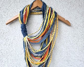Statement Infinity Scarf Necklace Colorful Bohemian Festival Scarf Unique Tribal Neckpiece Transform Your Outfit Colorful Statement Scarf