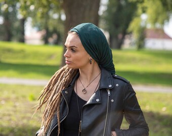 Sciarpa per la testa verde scuro Turbante Fascia per capelli in