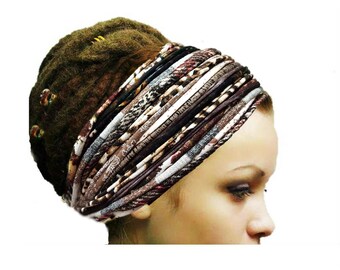 Accesorios para rastas Diadema marrón otoñal estilo bosque Pañuelo para la cabeza Diademas de moda Patchwork Diadema boho gitana Yoga Boho Hippie Tocado