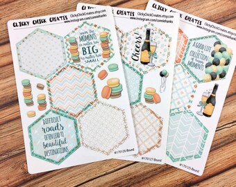 CHEERS - HEXAGONS - Mission Board Planner Stickers - Inkwell Press, ECLP, Happy Planner! {170125-26-27}