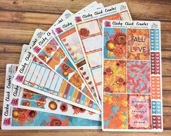 FALL in LOVE KIT! Planner stickers, fall, leaves, jewel tones, watercolor, coffee, flowers, Inkwell, eclp, Happy Planner {#K1718}