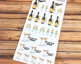 CHAMPAGNE! Happy Hour and Cheers! PLANNER STICKERS! {#170482}