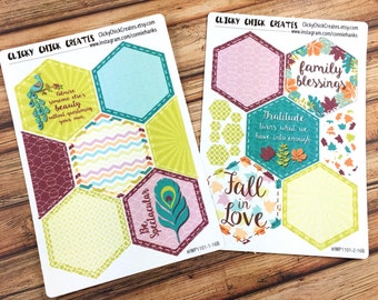 FALL LEAVES - Planner Stickers - Mission Board HEXAGONS - perfect for Inkwell Press Mission Board! {IWP1101-1-2}