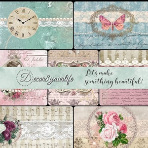 Vintage Shabby Chic Digital Scrapbook Paper for Journals, Mini Albums