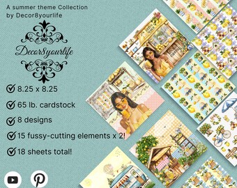 Lemon Summer Scrapbook Paper: Fruit Theme Craft Cardstock - 8.25"