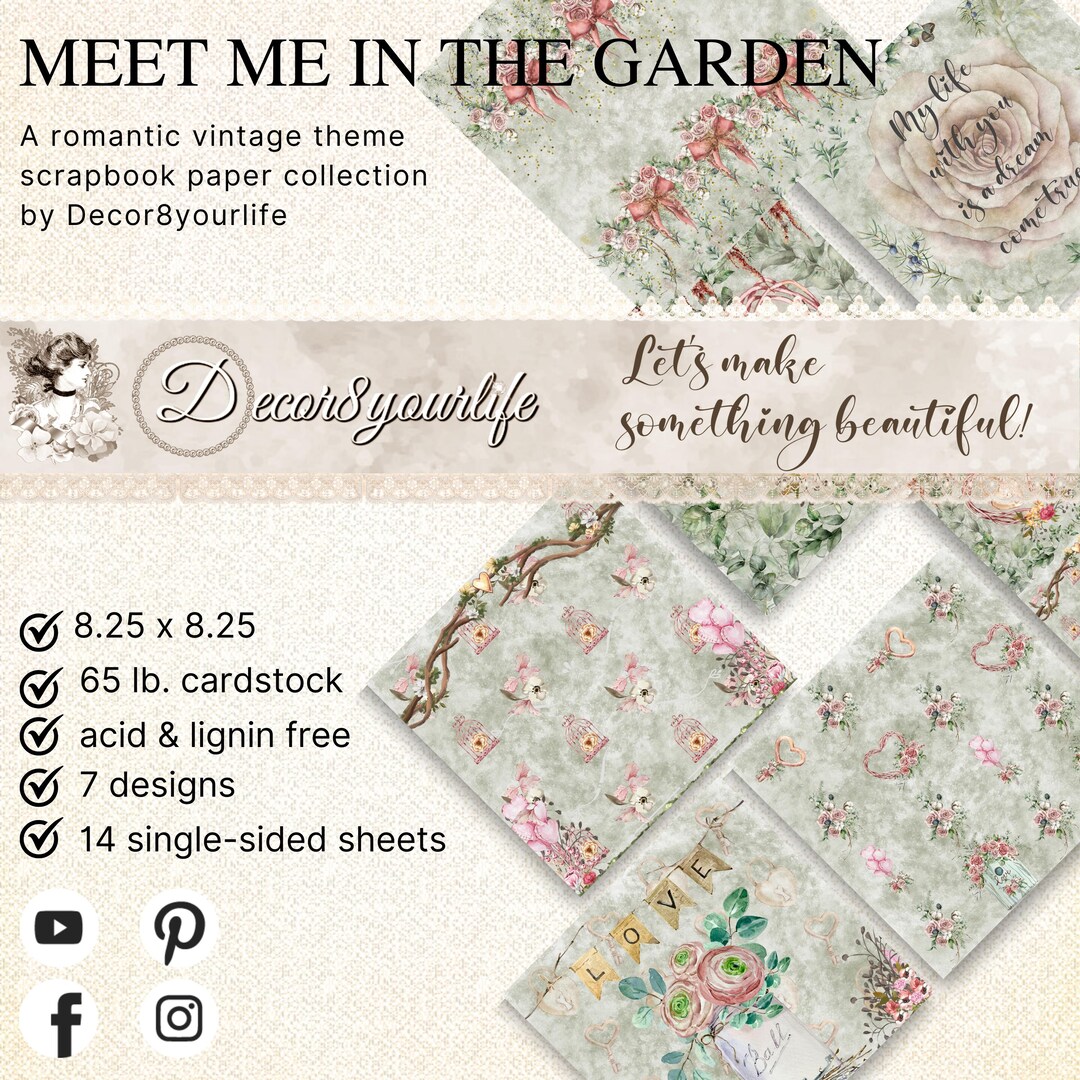 Vintage Garden Scrapbook Paper Pack: Romantic Cottagecore Designs - Etsy